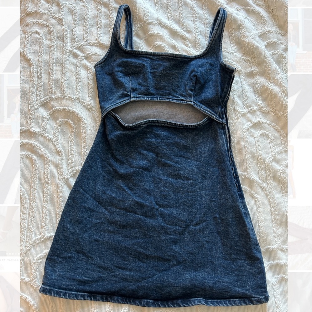 Zara denim mini dress with cutout size M